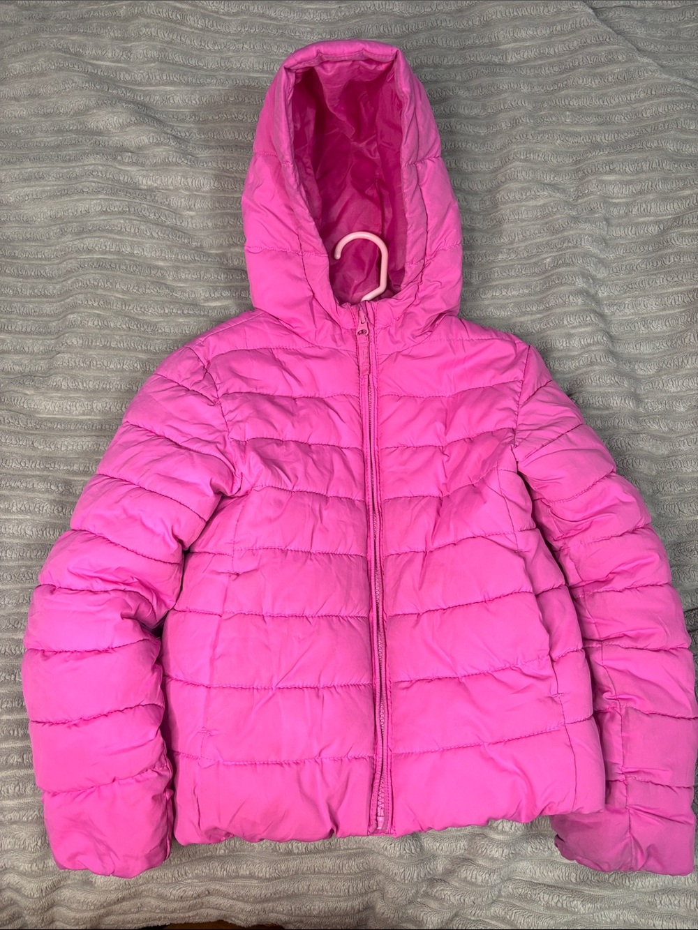 Kids Hooded Puffer Jacket - Bright Pink